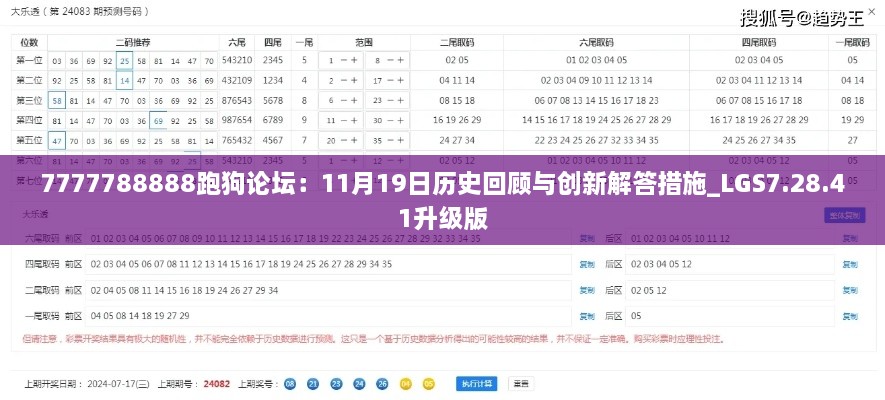 7777788888跑狗論壇：11月19日歷史回顧與創(chuàng)新解答措施_LGS7.28.41升級(jí)版