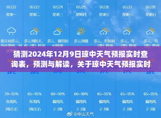 關(guān)于瓊中天氣預(yù)報(bào)實(shí)時(shí)查詢表的深度探討，預(yù)測與解讀瓊中氣候數(shù)據(jù)（以2024年12月9日為例）