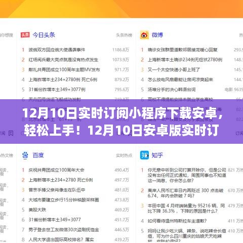 12月10日安卓版實時訂閱小程序下載教程，初學者與進階用戶指南