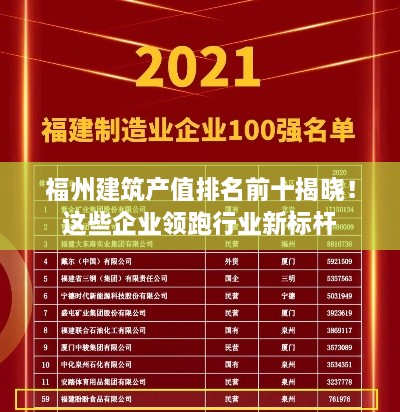 福州建筑產(chǎn)值排名前十揭曉！這些企業(yè)領(lǐng)跑行業(yè)新標桿