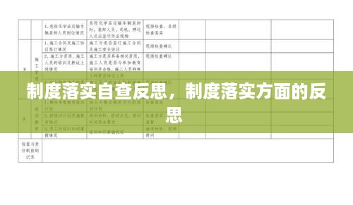 制度落實自查反思，制度落實方面的反思 