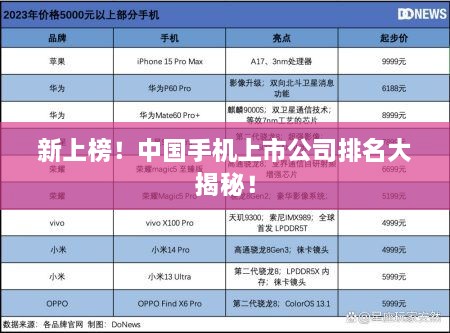 新上榜！中國手機上市公司排名大揭秘！