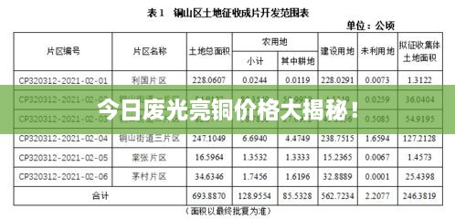 今日廢光亮銅價格大揭秘！